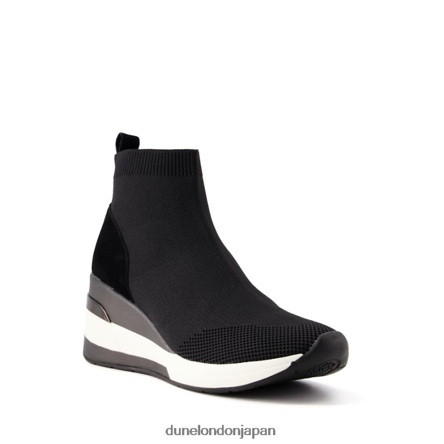 エンゲル ワイドフィットミッドウェッジソックストレーナー 黒 女性 Dune London 4JB82R512
