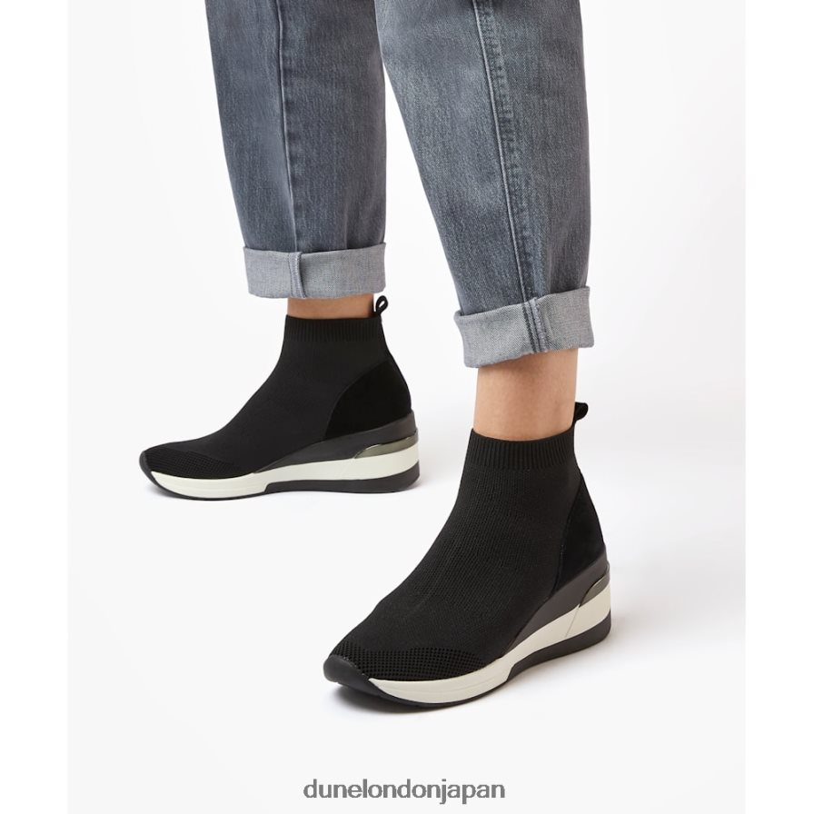 エンゲル ワイドフィットミッドウェッジソックストレーナー 黒 女性 Dune London 4JB82R512