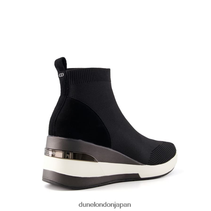 エンゲル ワイドフィットミッドウェッジソックストレーナー 黒 女性 Dune London 4JB82R512