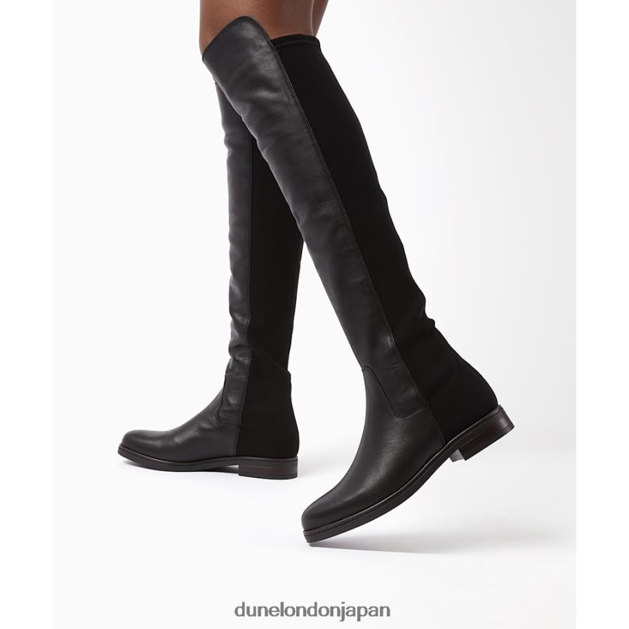 熱帯 膝上ストレッチブーツ 黒 女性 Dune London 4JB82R513