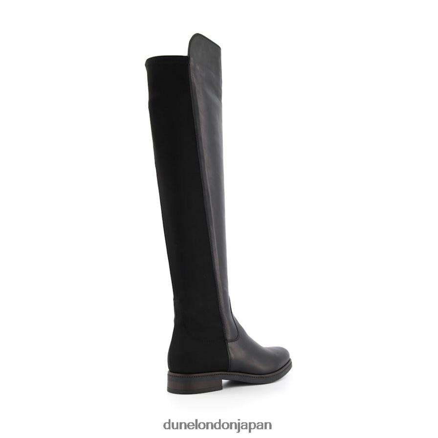 熱帯 膝上ストレッチブーツ 黒 女性 Dune London 4JB82R513