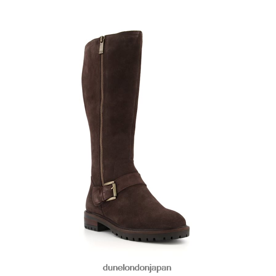 トラファルガー サイドジップフラットニーハイブーツ 茶色 女性 Dune London 4JB82R516