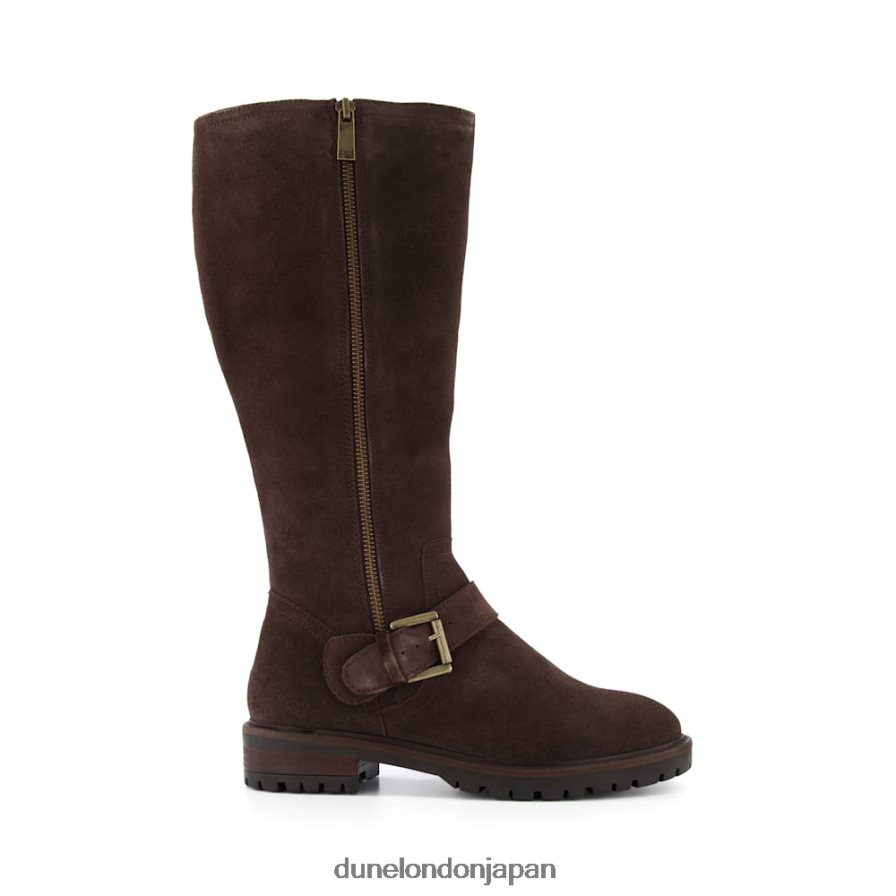 トラファルガー サイドジップフラットニーハイブーツ 茶色 女性 Dune London 4JB82R516