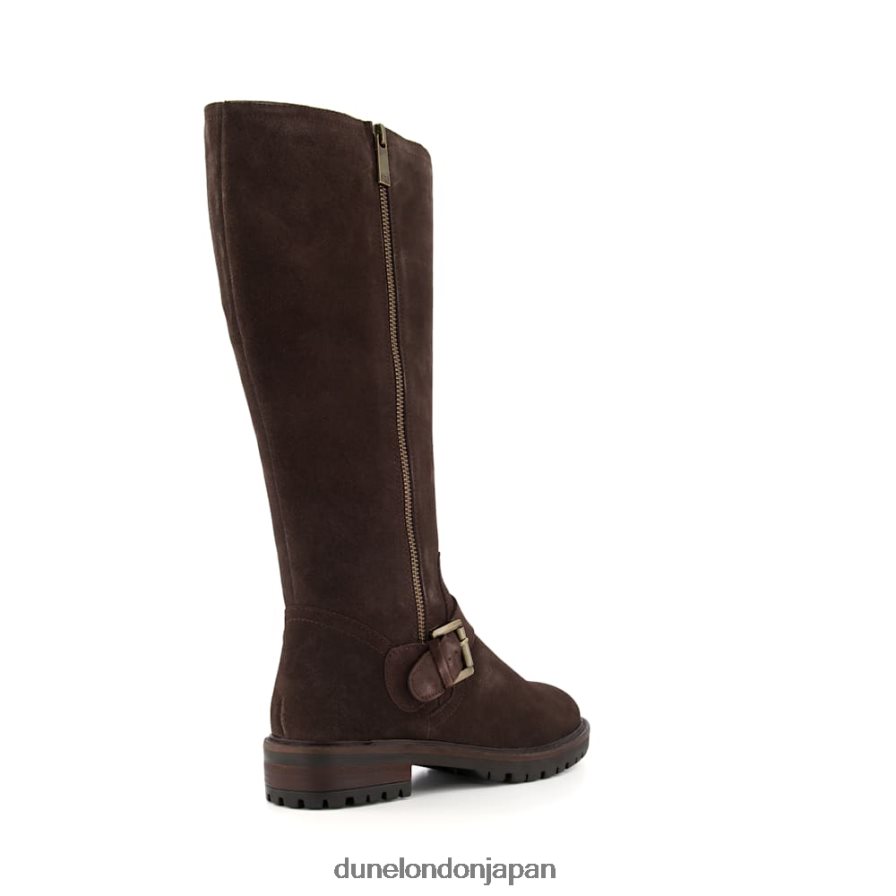 トラファルガー サイドジップフラットニーハイブーツ 茶色 女性 Dune London 4JB82R516