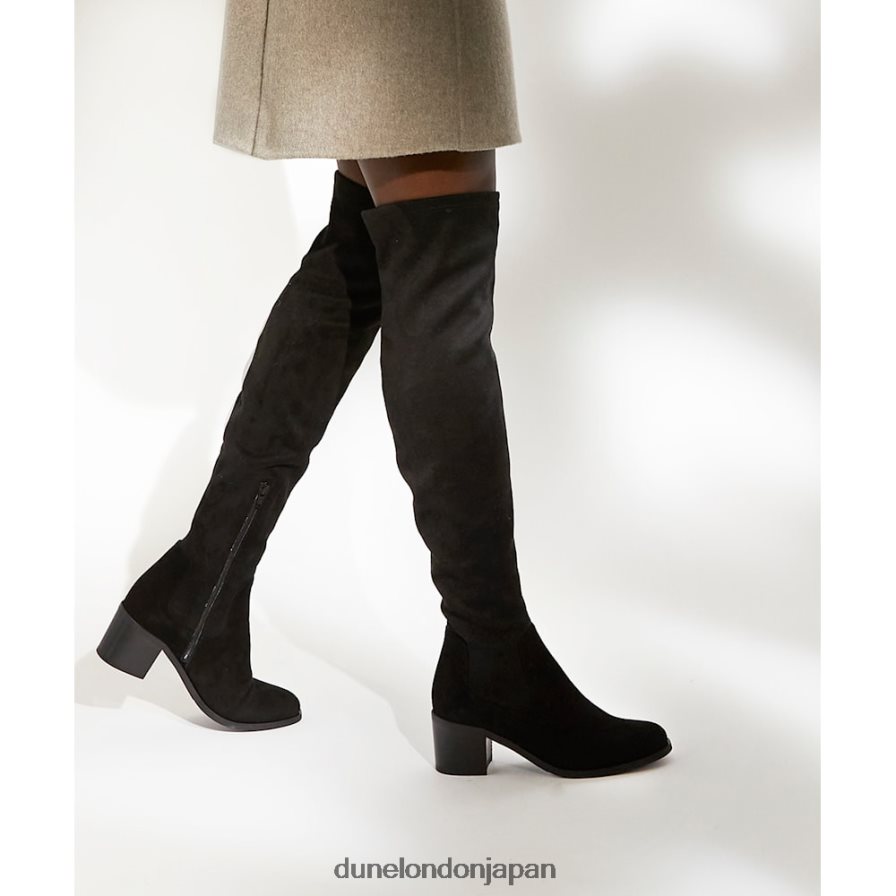 サンダー オーバーニーブーツ 黒 女性 Dune London 4JB82R518