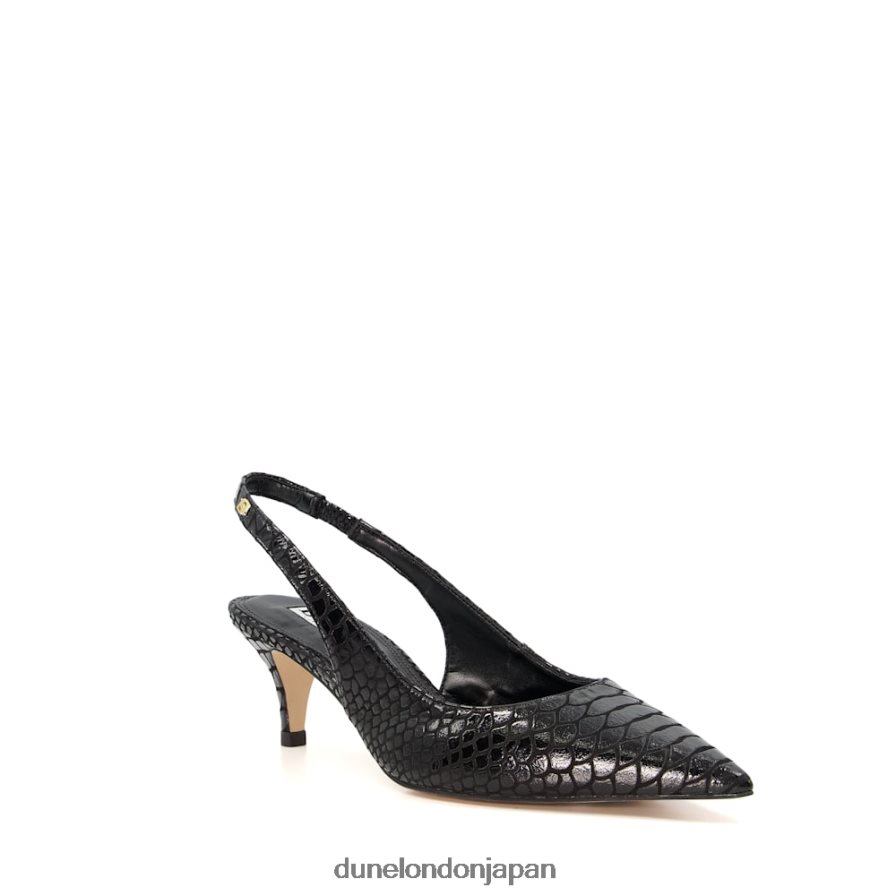 国会議事堂 爬虫類風レザー スリングバックコート 黒 女性 Dune London 4JB82R524