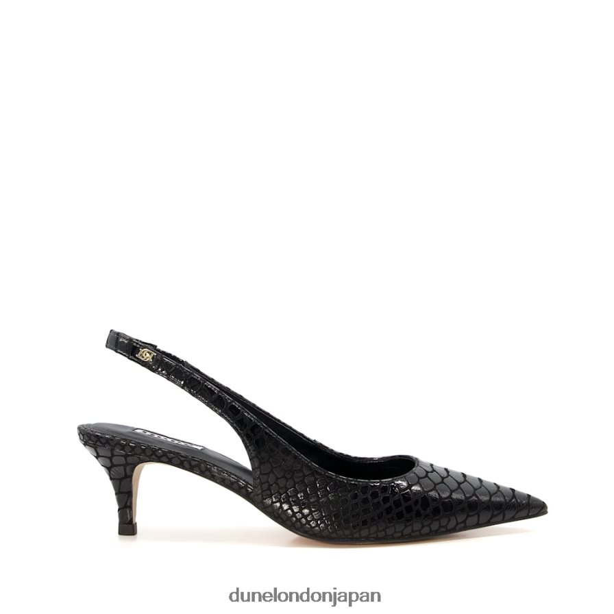 国会議事堂 爬虫類風レザー スリングバックコート 黒 女性 Dune London 4JB82R524
