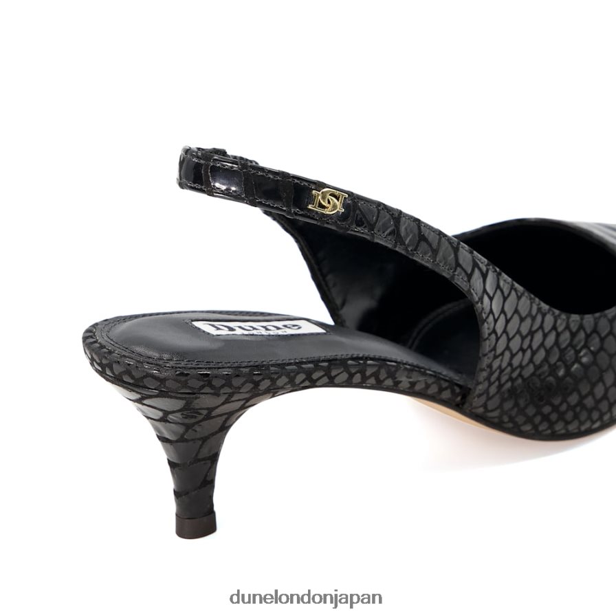 国会議事堂 爬虫類風レザー スリングバックコート 黒 女性 Dune London 4JB82R524