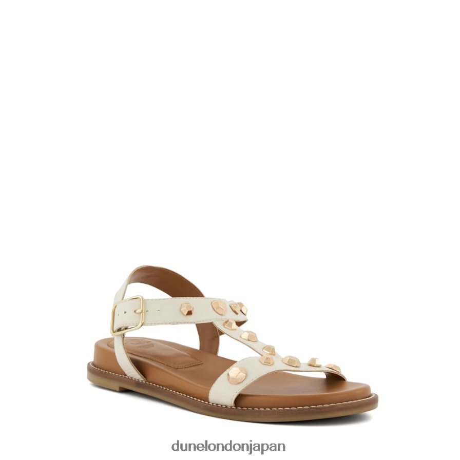 月桂樹 コンフォートフットベッド レザー スタッズ フラットサンダル 生成り 女性 Dune London 4JB82R53