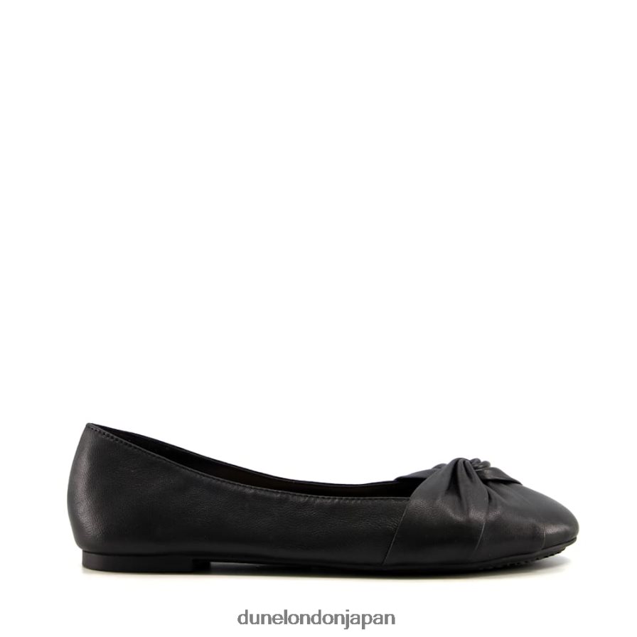 ハンソン ツイストフロントバレエシューズ 黒 女性 Dune London 4JB82R530