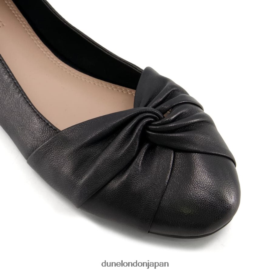 ハンソン ツイストフロントバレエシューズ 黒 女性 Dune London 4JB82R530