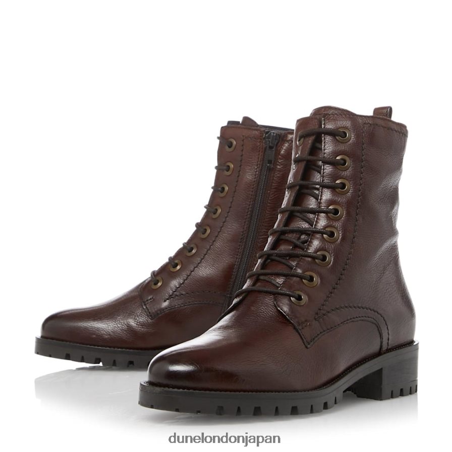 プレストーン ワイドフィット レースアップブーツ 茶色 女性 Dune London 4JB82R532