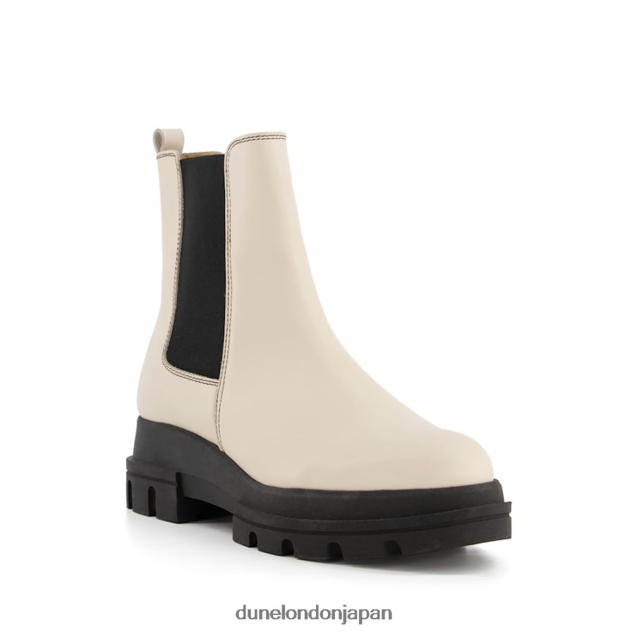 プロヴァンス レザーチャンキーソールチェルシーブーツ 生成り 女性 Dune London 4JB82R533