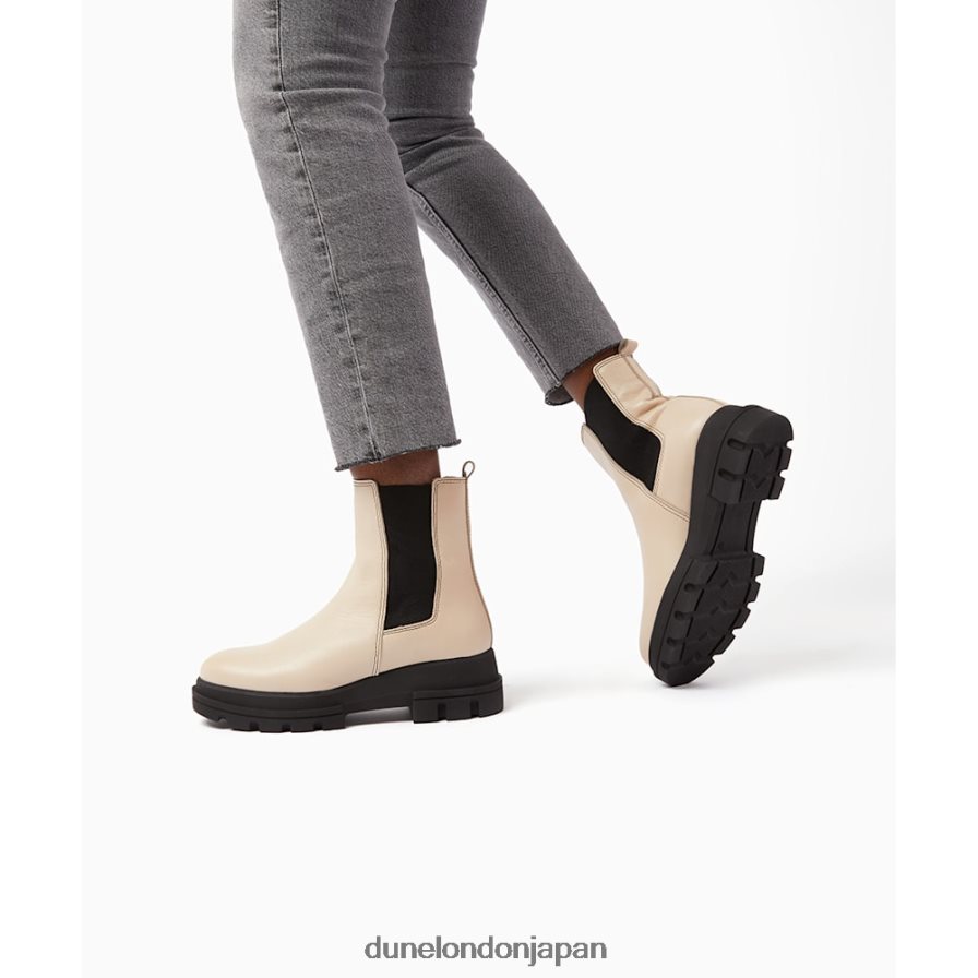 プロヴァンス レザーチャンキーソールチェルシーブーツ 生成り 女性 Dune London 4JB82R533