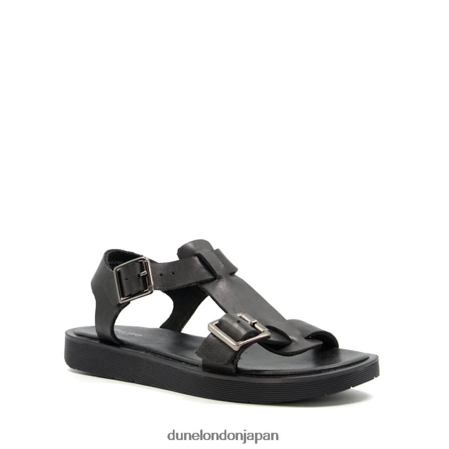 ラングリー チャンキーバックルフラットサンダル 黒 女性 Dune London 4JB82R535