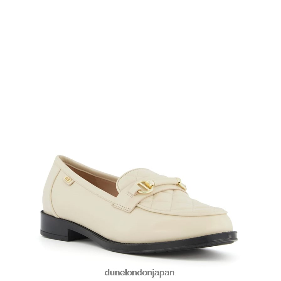 グリン キルティングスナッフルトリム ローファー クリーム 女性 Dune London 4JB82R539