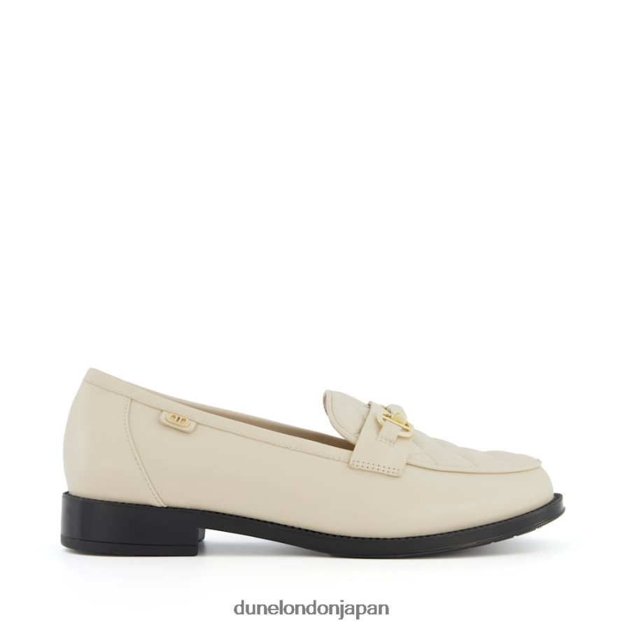 グリン キルティングスナッフルトリム ローファー クリーム 女性 Dune London 4JB82R539