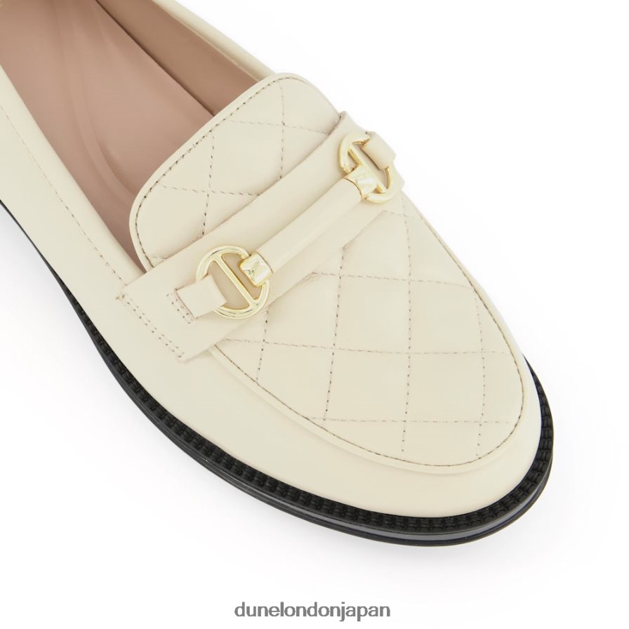 グリン キルティングスナッフルトリム ローファー クリーム 女性 Dune London 4JB82R539