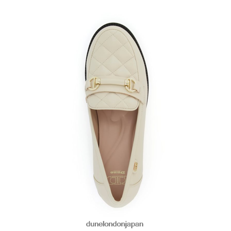 グリン キルティングスナッフルトリム ローファー クリーム 女性 Dune London 4JB82R539