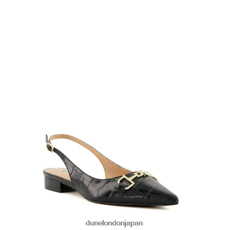希望に満ちた スナッフルトリム フラットスリングバックパンプス 黒 女性 Dune London 4JB82R540