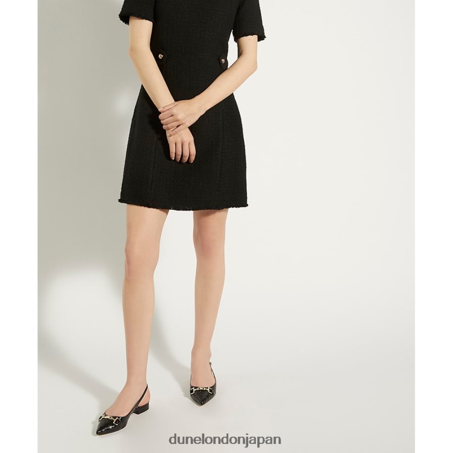 希望に満ちた スナッフルトリム フラットスリングバックパンプス 黒 女性 Dune London 4JB82R540