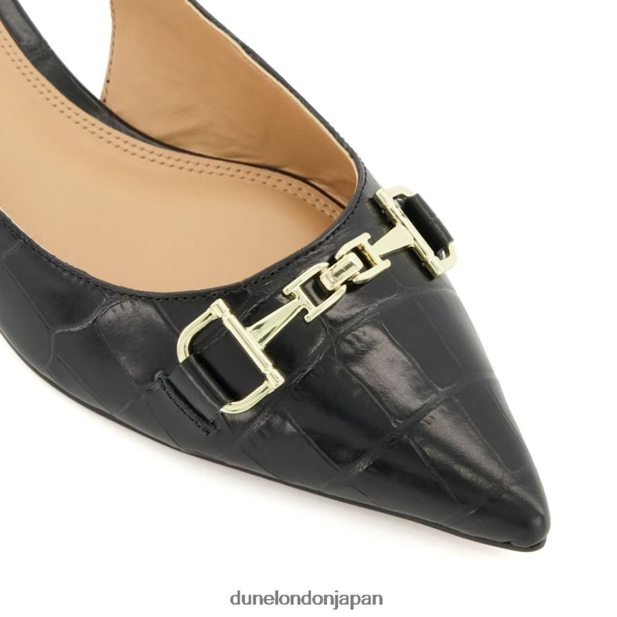 希望に満ちた スナッフルトリム フラットスリングバックパンプス 黒 女性 Dune London 4JB82R540