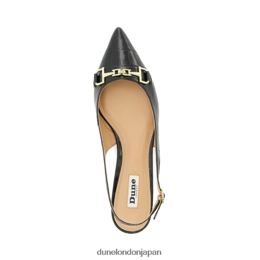希望に満ちた スナッフルトリム フラットスリングバックパンプス 黒 女性 Dune London 4JB82R540