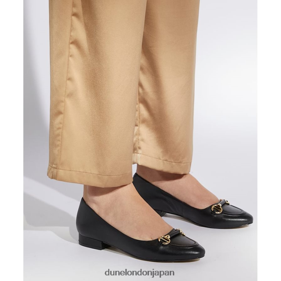 ヒッピー レザースナッフルトリム バレエパンプス 黒 女性 Dune London 4JB82R541