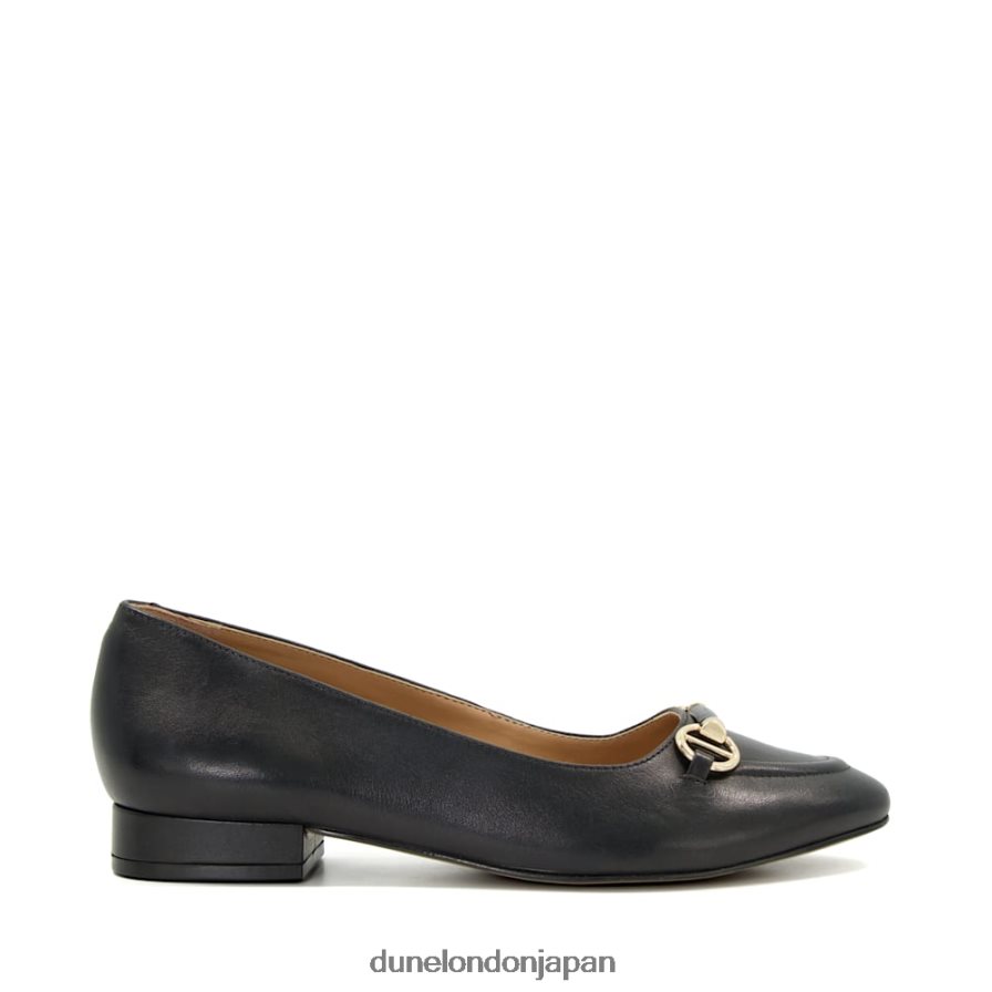 ヒッピー レザースナッフルトリム バレエパンプス 黒 女性 Dune London 4JB82R541