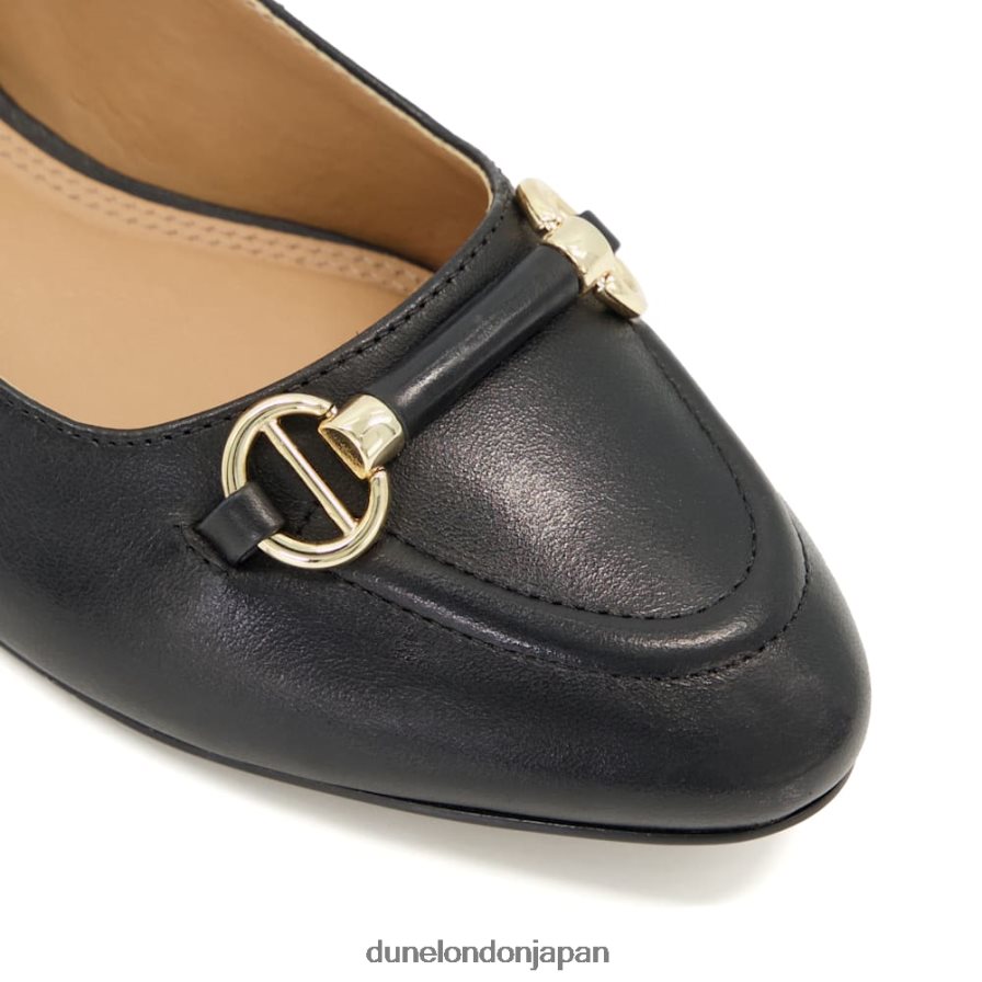 ヒッピー レザースナッフルトリム バレエパンプス 黒 女性 Dune London 4JB82R541
