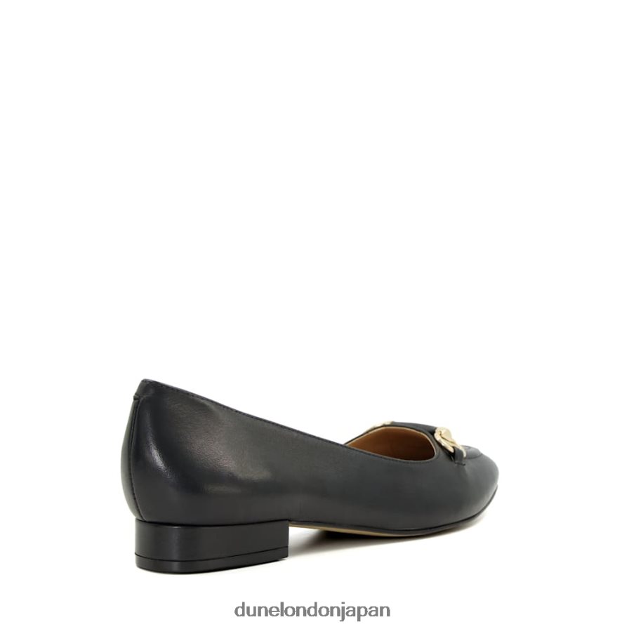 ヒッピー レザースナッフルトリム バレエパンプス 黒 女性 Dune London 4JB82R541