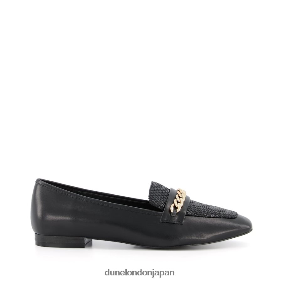 光る チェーントリムローファー 黒 女性 Dune London 4JB82R543