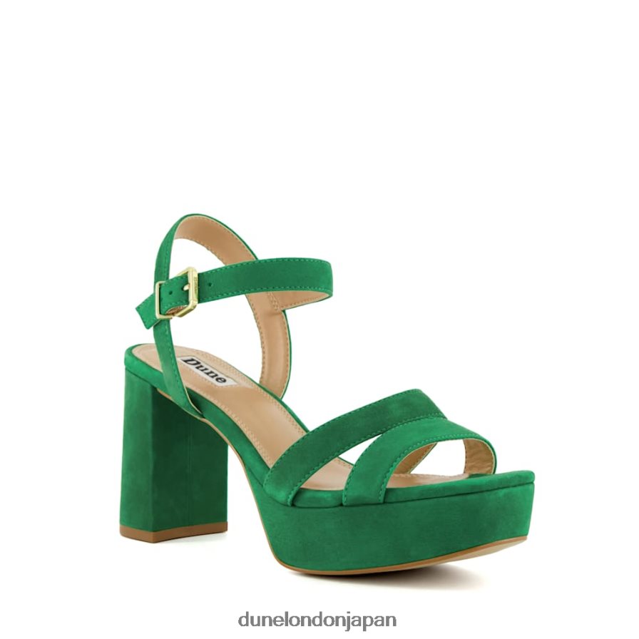 溶けた スエードミッドプラットフォームサンダル 緑 女性 Dune London 4JB82R545