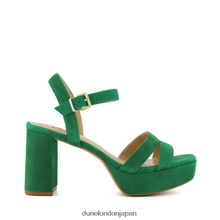 溶けた スエードミッドプラットフォームサンダル 緑 女性 Dune London 4JB82R545