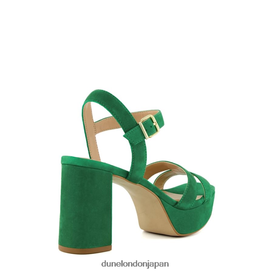 溶けた スエードミッドプラットフォームサンダル 緑 女性 Dune London 4JB82R545
