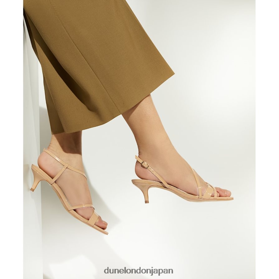 丁寧に ストラップ パテント キトゥンヒール サンダル ヌード 女性 Dune London 4JB82R546
