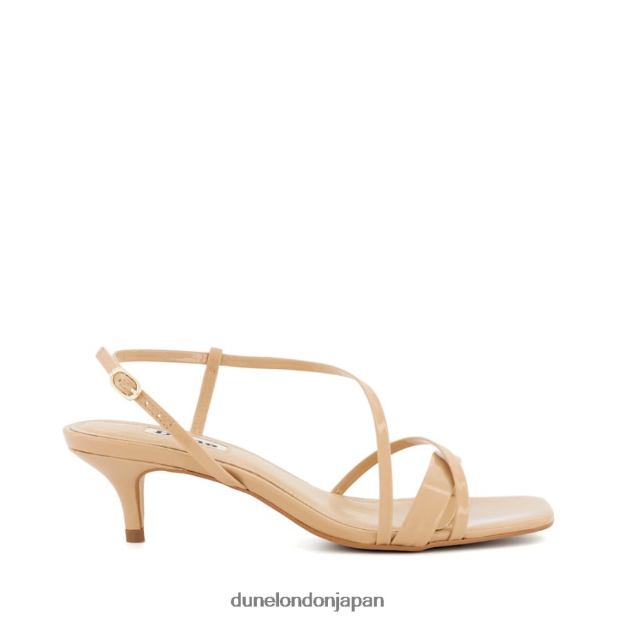 丁寧に ストラップ パテント キトゥンヒール サンダル ヌード 女性 Dune London 4JB82R546