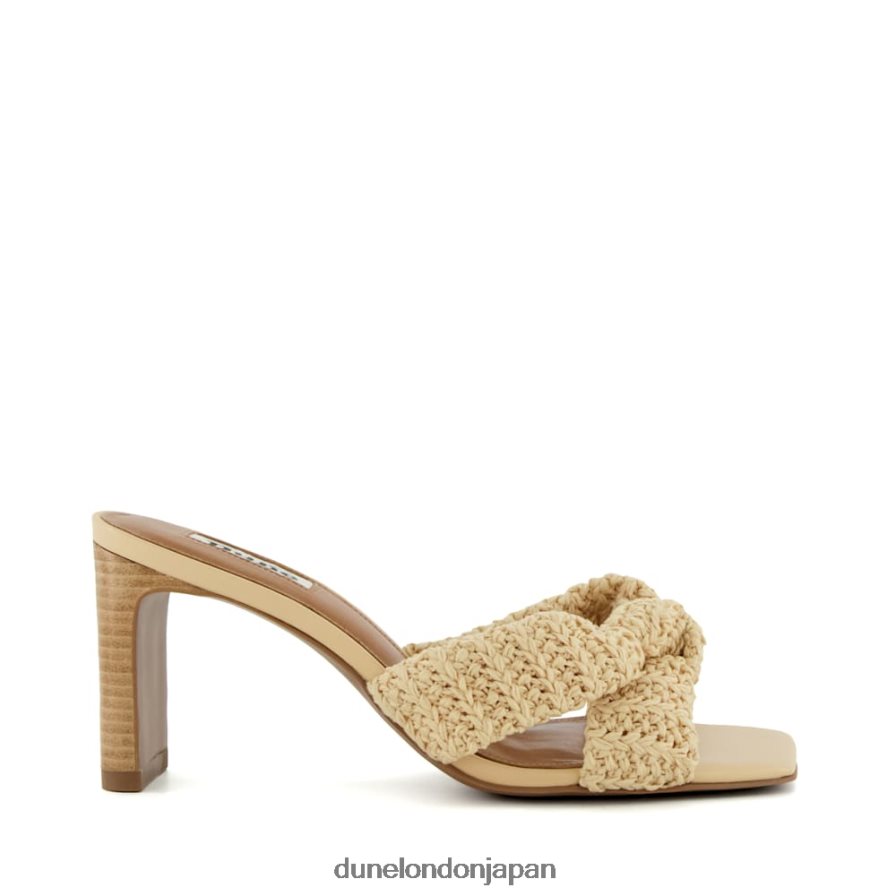 トウモロコシ ノットクロスストラップ ラフィア オープントゥミュール 自然 女性 Dune London 4JB82R547