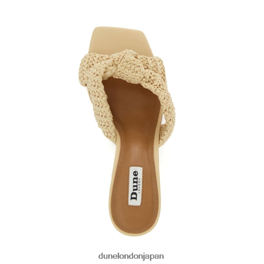 トウモロコシ ノットクロスストラップ ラフィア オープントゥミュール 自然 女性 Dune London 4JB82R547