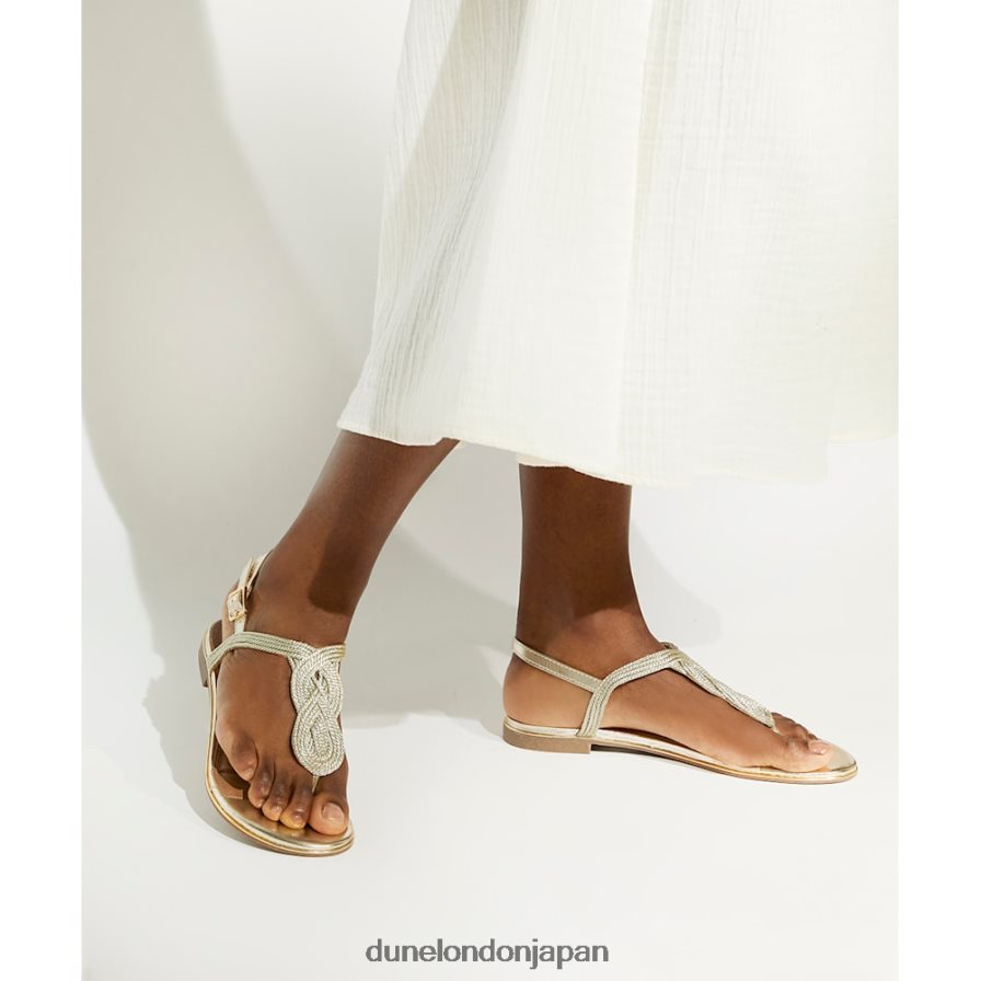 ロジック トングストラップ フラットサンダル 金 女性 Dune London 4JB82R548