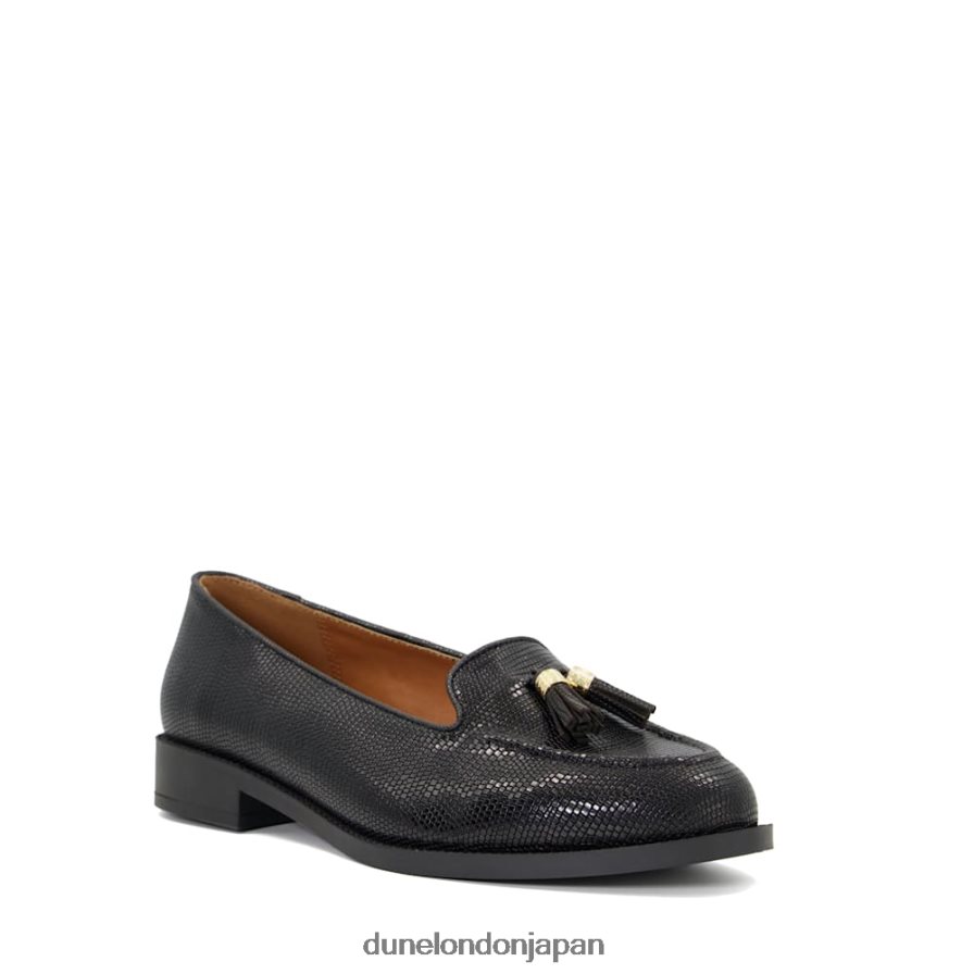 グローバル タッセルトリム レザーローファー 黒 女性 Dune London 4JB82R549