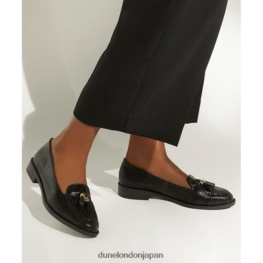 グローバル タッセルトリム レザーローファー 黒 女性 Dune London 4JB82R549