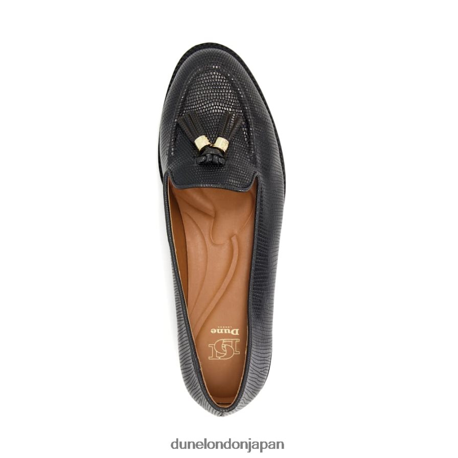 グローバル タッセルトリム レザーローファー 黒 女性 Dune London 4JB82R549