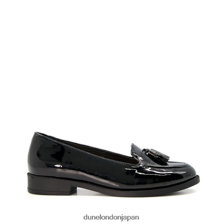 グローバル ワイドフィット タッセルトリム ローファー 黒 女性 Dune London 4JB82R557