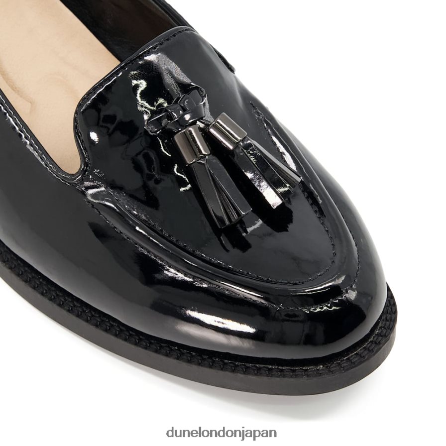 グローバル ワイドフィット タッセルトリム ローファー 黒 女性 Dune London 4JB82R557