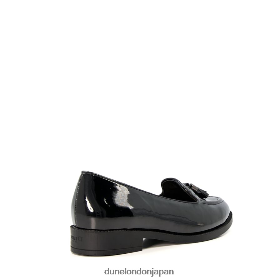 グローバル ワイドフィット タッセルトリム ローファー 黒 女性 Dune London 4JB82R557