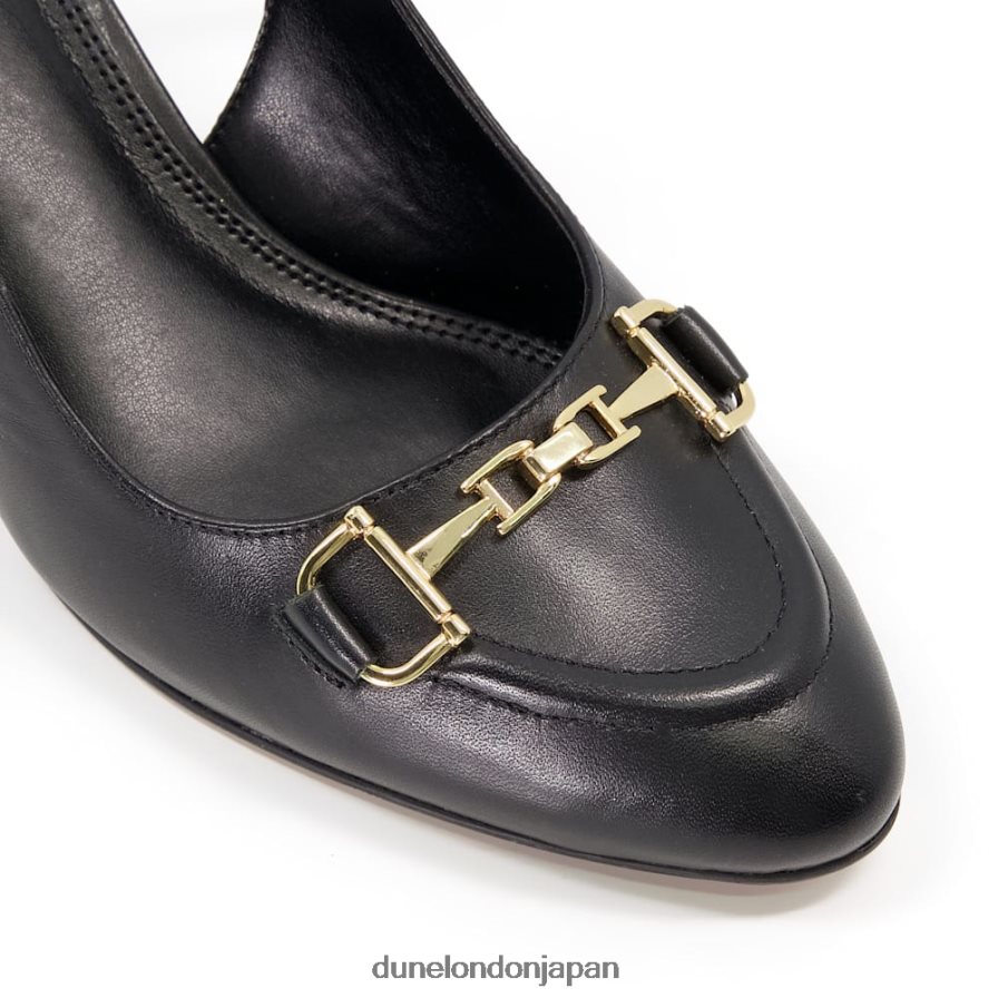 キャシディ スナッフルトリム レザースリングバックシューズ 黒 女性 Dune London 4JB82R558