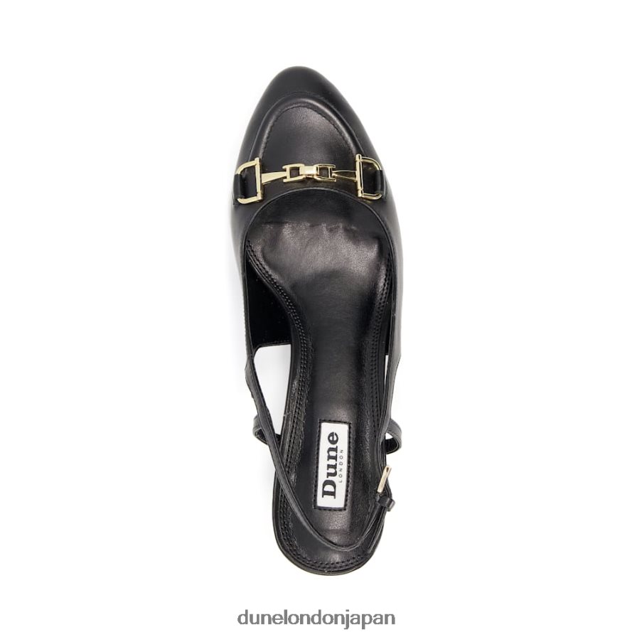 キャシディ スナッフルトリム レザースリングバックシューズ 黒 女性 Dune London 4JB82R558