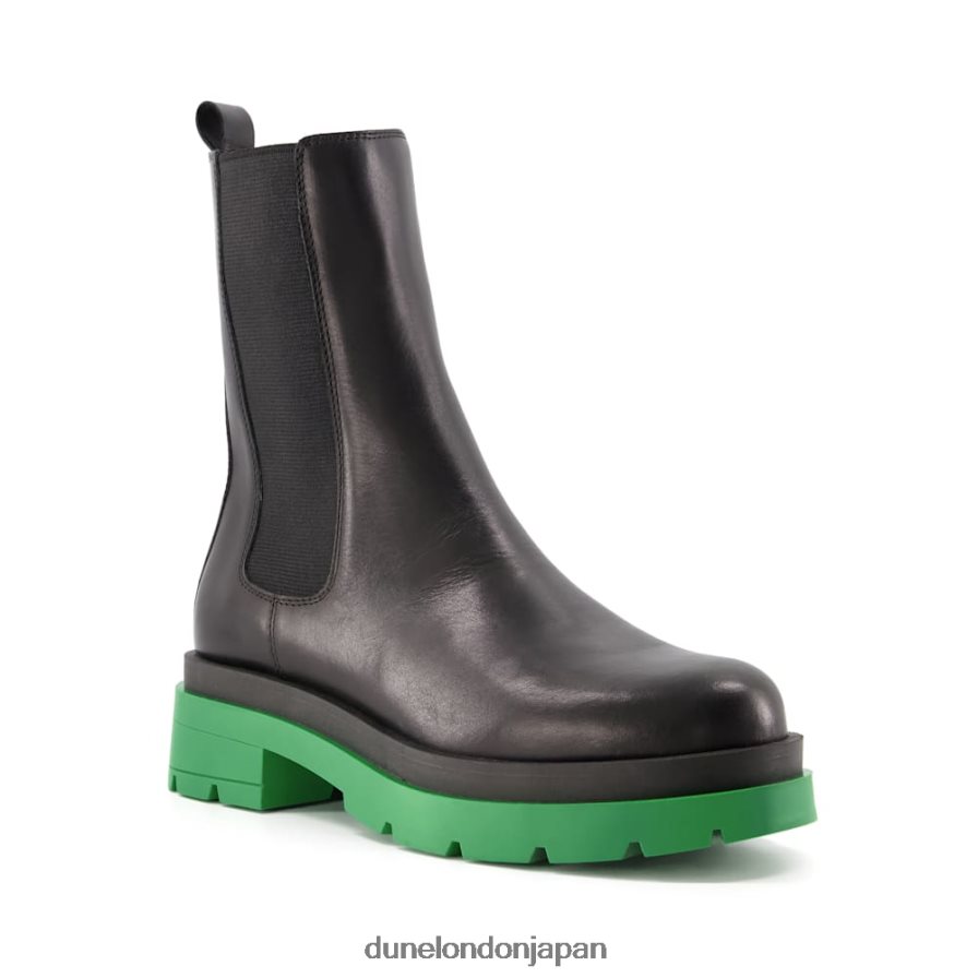 パームズ グリーンソールレザーチェルシーブーツ 黒 女性 Dune London 4JB82R565