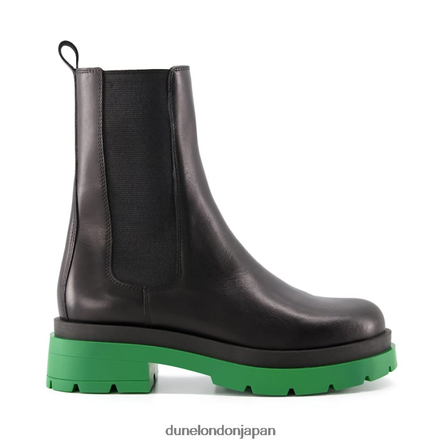 パームズ グリーンソールレザーチェルシーブーツ 黒 女性 Dune London 4JB82R565